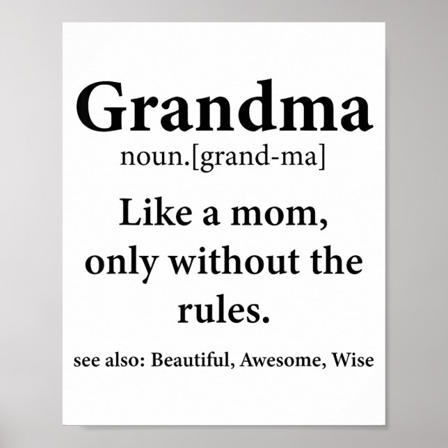 Grandma Definition Like Mom Without Rules Funny Gr Poster (Front)