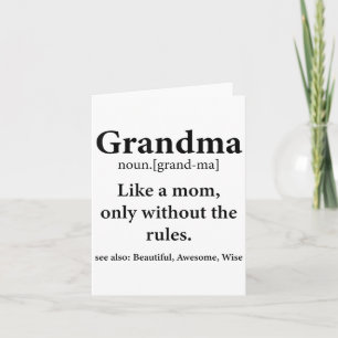 Grandma Definition Like Mum Without Rules Funny Gr Card