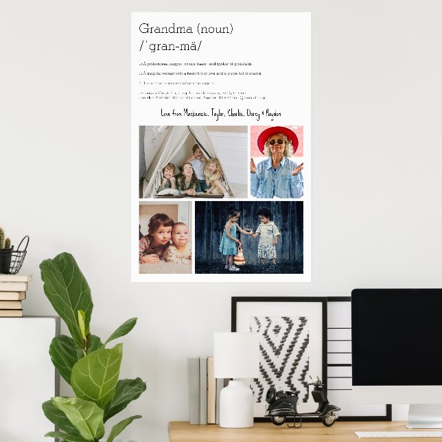 Grandma Definition Personalised 4 photo collage Poster (Home Office)