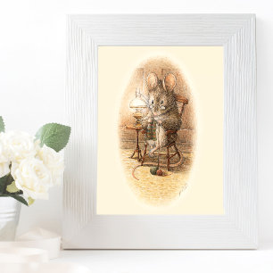 Grandma Dormouse Knitting on a Rocking Chair Poster