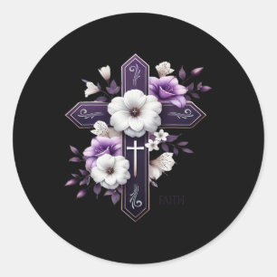 Grandma Easter Cross God Religious Faith Bysed Clo Classic Round Sticker