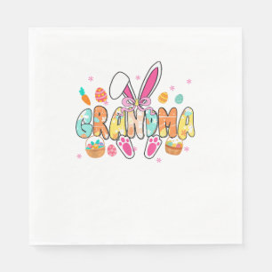 Grandma Easter Grandma Coquette Bunny Ears Eggs Ba Napkin