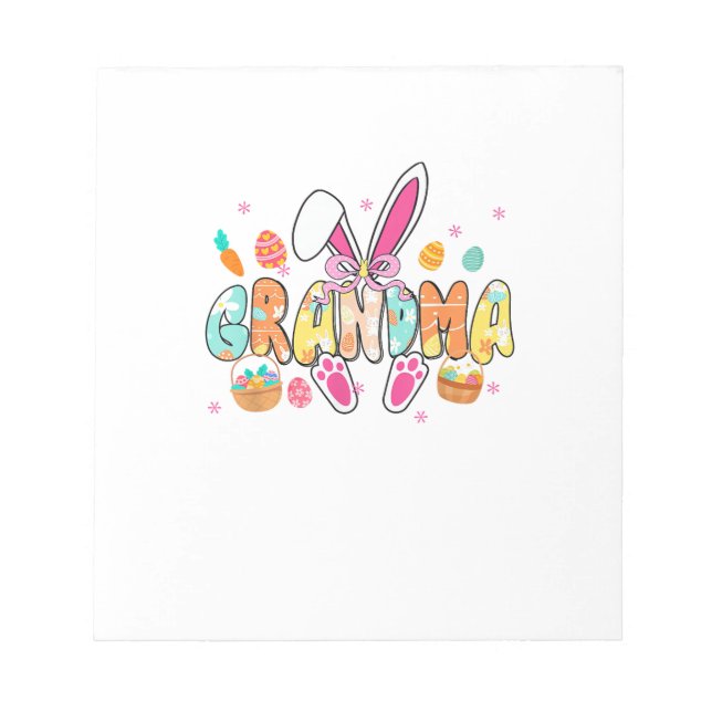 Grandma Easter Grandma Coquette Bunny Ears Eggs Ba Notepad (Front)