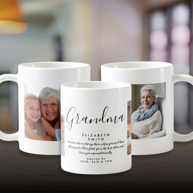 Grandma Elegant Script Quote Photo Coffee Mug (Grandma Elegant Script Quote Photo Coffee Mug)