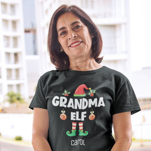 Grandma elf family matching christmas outfit name T-Shirt