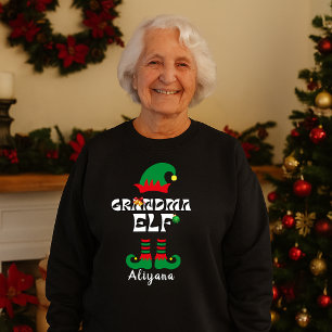 Grandma elf family matching christmas outfit name T-Shirt