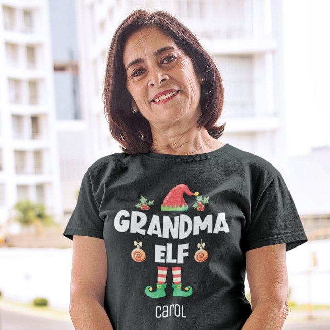 Grandma elf family matching christmas outfit name T-Shirt (Creator Uploaded)