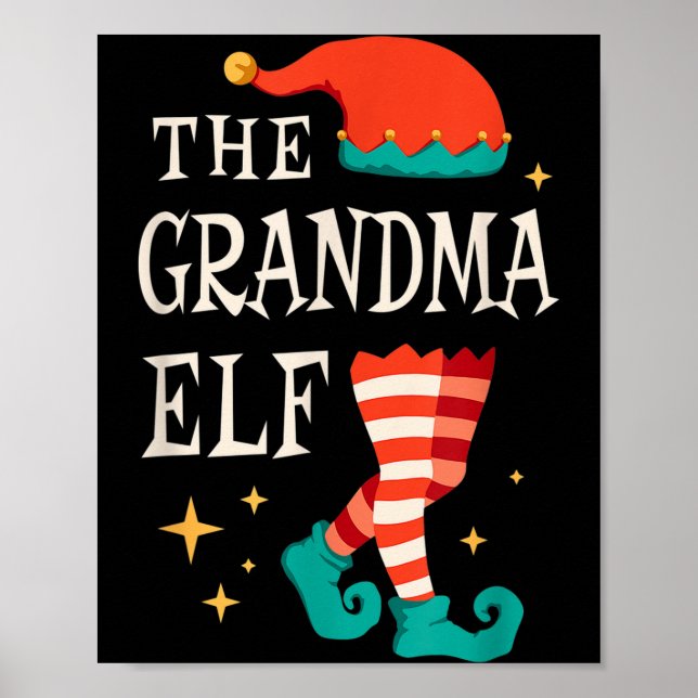 Grandma Elf Family Matching Group Christmas Grandm Poster (Front)
