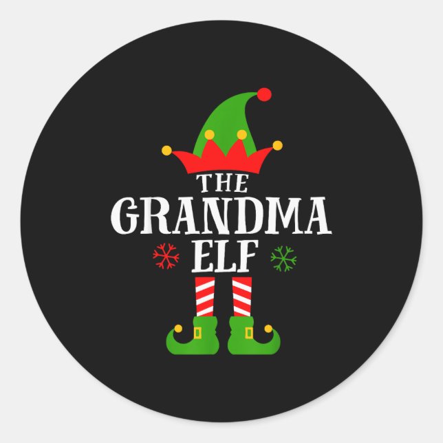 Grandma Elf Funny Matching Family Christmas Pajama Classic Round Sticker (Front)