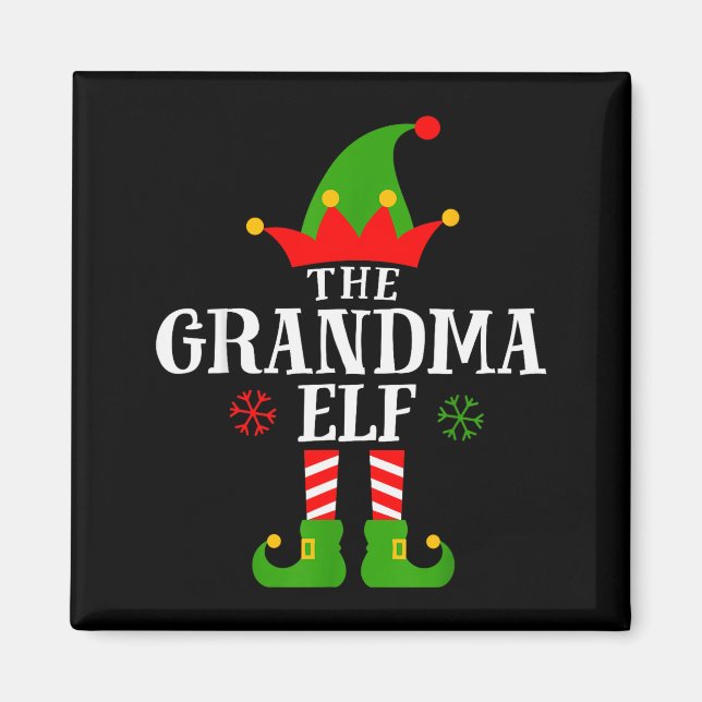 Grandma Elf Funny Matching Family Christmas Pajama Magnet (Front)