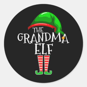 Grandma Elf Group Matching Family Christmas Classic Round Sticker