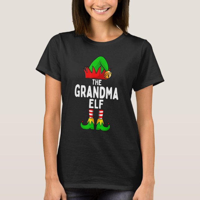 Grandma Elf Matching Family Christmas T-Shirt (Front)