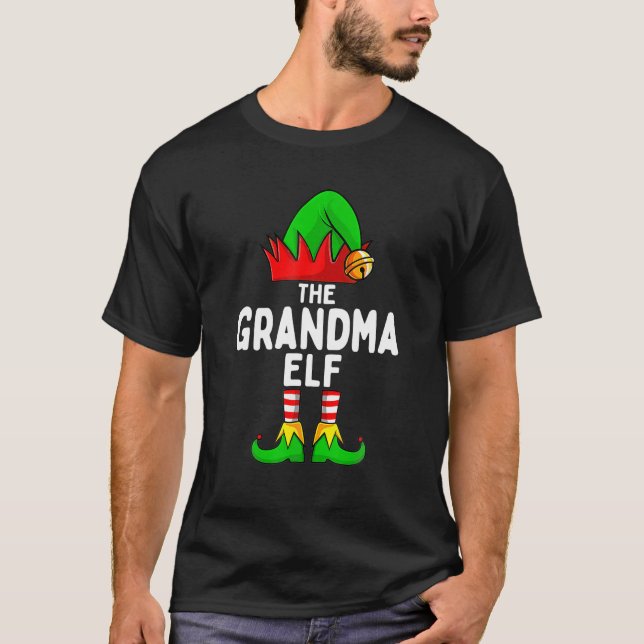 Grandma Elf Matching Family Christmas T-Shirt (Front)