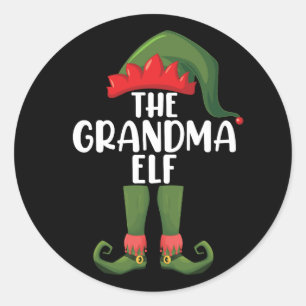 Grandma Elf Matching Family Group Christmas Party Classic Round Sticker
