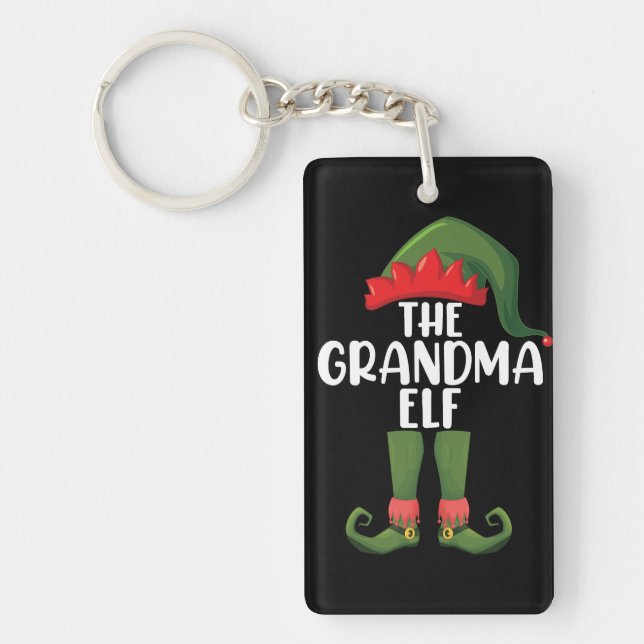 Grandma Elf Matching Family Group Christmas Party  Key Ring (Front)