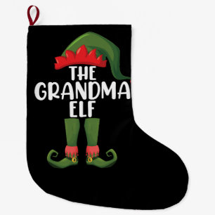 Grandma Elf Matching Family Group Christmas Party  Large Christmas Stocking