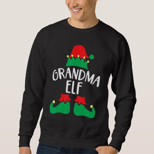 Grandma Elf Matching Family Group Christmas Party  Sweatshirt (Front)