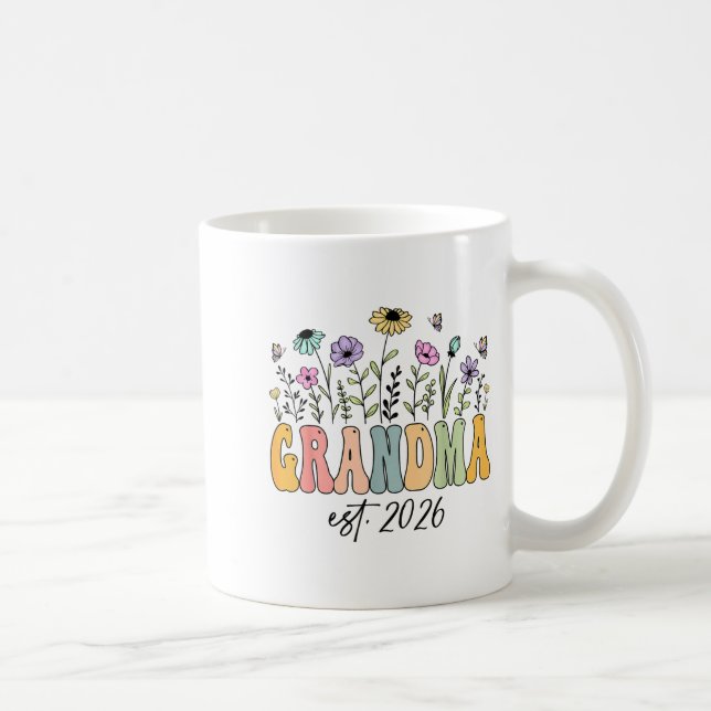 Grandma Est. 2026 Wildflower Promoted To Grandma  Coffee Mug (Right)