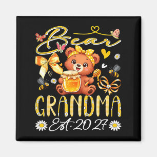 Grandma Est 2027 Floral Bow Tie Mothers Day Bear Magnet