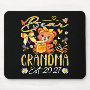 Grandma Est 2027 Floral Bow Tie Mothers Day Bear Mouse Pad