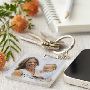 Grandma Est. black script 3 photo Key Ring