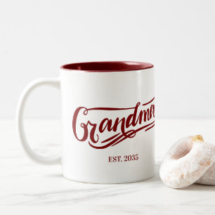 Grandma Est. Calligraphy Script Soon-To-Be Grandma Two-Tone Coffee Mug