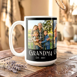 Grandma Est. Established Year Custom Name 3 Photo Coffee Mug