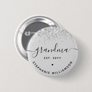 Grandma Est Glitter Confetti Custom Grandma Gifts 6 Cm Round Badge