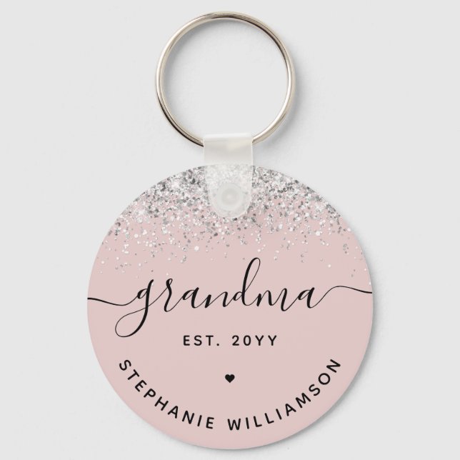 Grandma Est Glitter Confetti Custom Grandma Gifts Key Ring (Front)