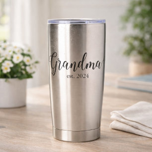 Grandma Est Modern Black Script Custom Date Insulated Tumbler