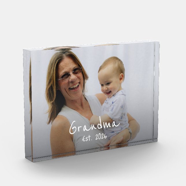 Grandma Est. white script 3 photo Block (Left)