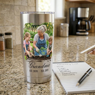 Grandma Est Year Custom Photo Insulated Tumbler
