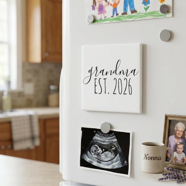Grandma Est Year Elegant Minimalist Script Design Magnet (Creator Uploaded)