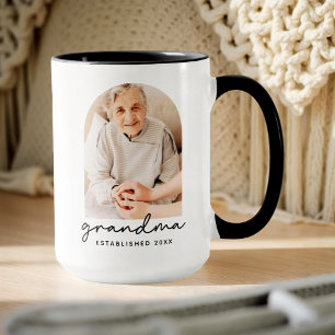 Grandma Established 20XX Modern Simple Photo Mug