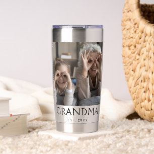 Grandma Established Black Typography 2 Photo Insulated Tumbler