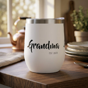 Grandma Established Black White Script Gift