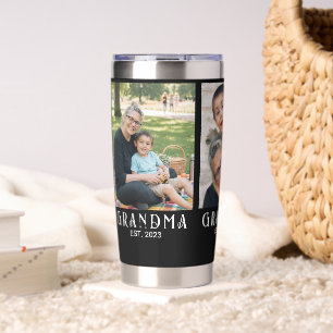 Grandma Established Bold Modern Black 3 Photo Insulated Tumbler