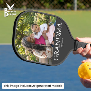 Grandma Established Classic Caps Black Photo Pickleball Paddle