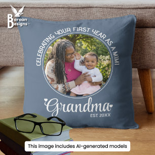 GRANDMA ESTABLISHED Custom Text Mimi Photo Gift Cushion