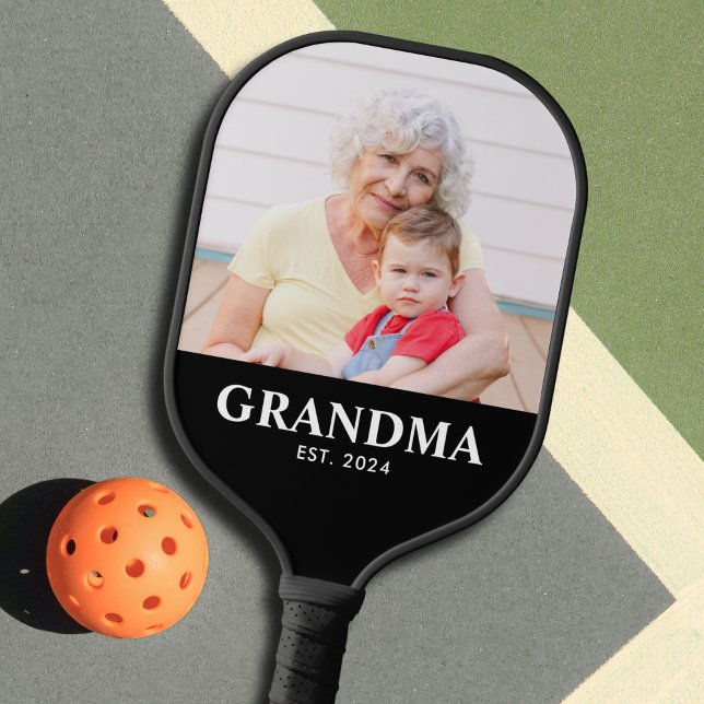 Grandma Established Fun Bold Photo Pickleball Paddle (Creator Uploaded)