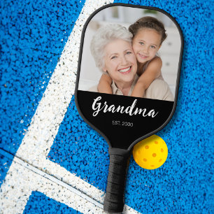 Grandma Established Fun Script Photo Pickleball Paddle