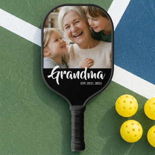 Grandma Established Fun Script Photo Pickleball Paddle