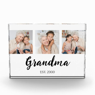 Grandma Established Modern Script 3 Photo Block