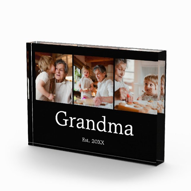 Grandma Established Modern Script 3 Photo Block (Right)