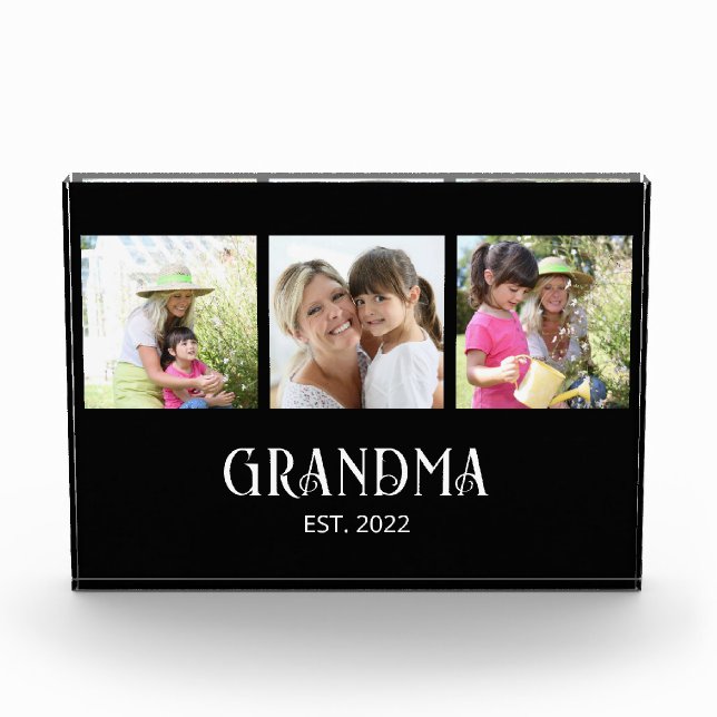 Grandma Established Modern Script 3  Photo Block (Front)