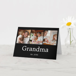 Grandma Established Modern Script 3 Photo Card