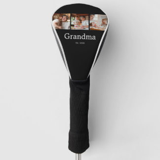 Grandma Established Modern Script 3 Photo Golf Head Cover