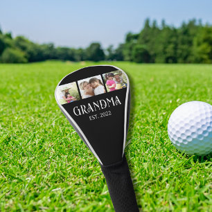 Grandma Established Modern Script 3 Photo Golf Head Cover