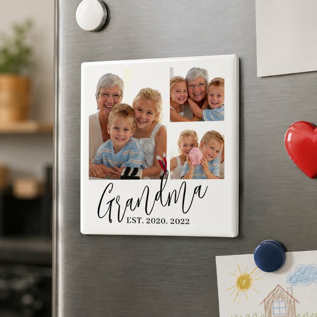 Grandma Established Modern Script 3 Photo Magnet (Creator Uploaded)