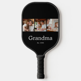 Grandma Established Modern Script 3 Photo Pickleball Paddle